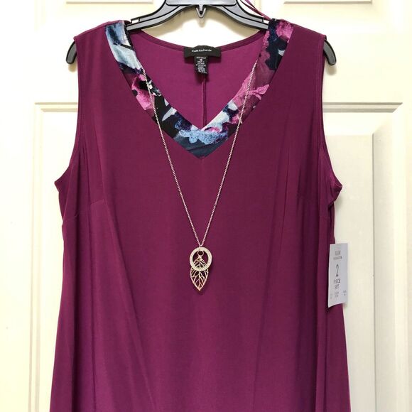 R & M RICHARDS WOMEN'S DRESS PLUS SIZE 16 PARTY WEDDING, PLUM SET OF TWO PIECES - Picture 6 of 14